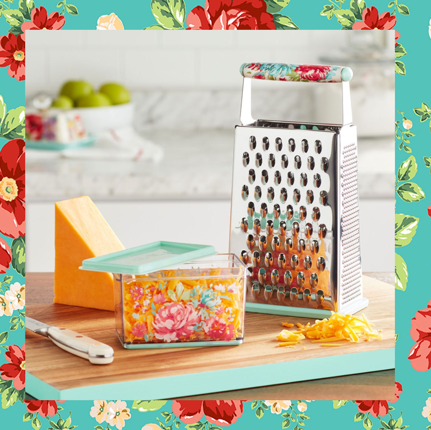 Pioneer Woman Gorgeous Garden Box Grater With Storage Container NEW Pioneer Woman Gorgeous Garden Box Grater With Storage Container NEW